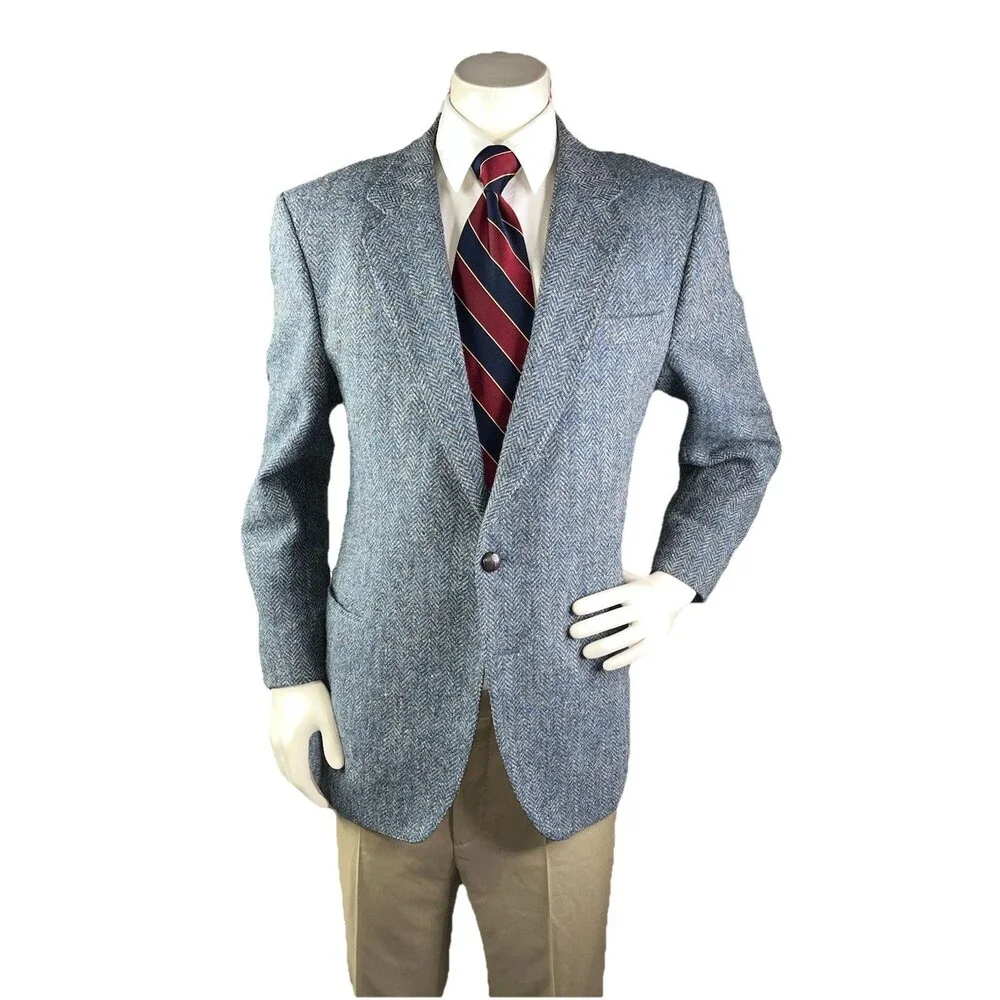 Donelgal Tweed Irish Wool Blazer Men 42R Herringbone Sports Coat Wellington